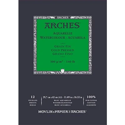 Abbildung von ARCHES A1795094 Block Enc 29,7 x 42 12H Aquarelle 100% fein 300 g Blanc Nat, Naturweiß