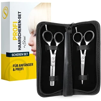 Abbildung von SCHMIEDWERK Haarscheren Set Friseurschere scharfer &amp; präziser Schnitt Perfekter Haarschnitt für Damen Herren Profi Haarschneideschere mit Etui (Scheren Set)