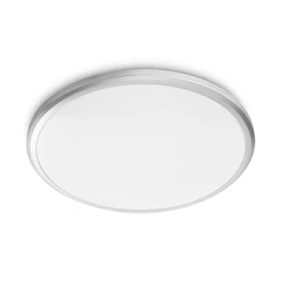Abbildung von Philips LED Spray Deckenleuchte (12 W), IP44 wasserbeständige Badezimmerleuchte mit warmweißem Licht, Beleuchtung für das Badezimmer, silberfarben