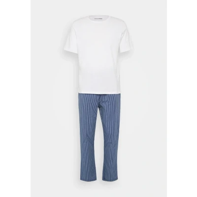 Abbildung von Jack &amp; Jones Jacbacis TEE AND Pants Giftbox Nachtwäsche Set, Herren, Größe: Large, White/blue