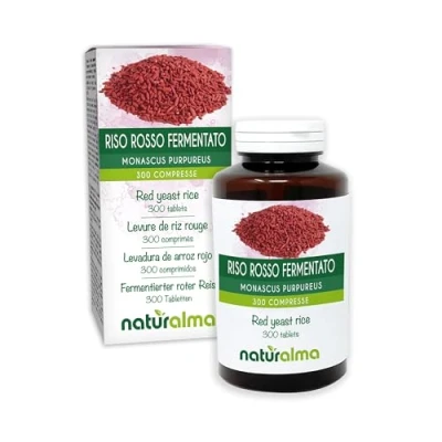 Abbildung von Fermentierter roter Reis (Oryza sativa fermentiert mit Monascus purpureus Hefe) Naturalma 150 g 300 Tabletten Nahrungsergänzungsmittel Natürlich und Vegan