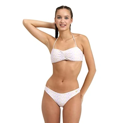 Abbildung von arena Allover Damen Bandeau Bikini, Schnelltrocknender Zweiteiler aus Recycletem Stretch Material mit Herausnehmbaren Cups und Bindeband. Modischer &amp; Bequemer Badeanzug