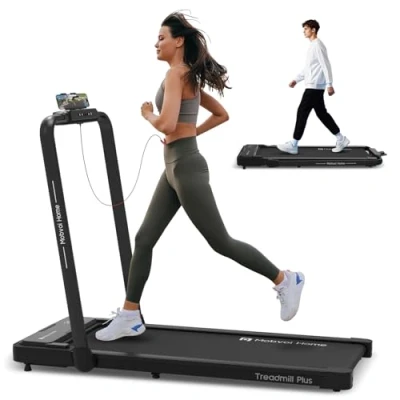 Abbildung von Mobvoi Home Laufband 3 in 1, klappbares Laufband, 2,5 PS, Lauf und Gehgerät für unter den Schreibtisch, das Homeoffice, LED Display, Lautsprecher, große Lauffläche, 12 km/h, 120 kg