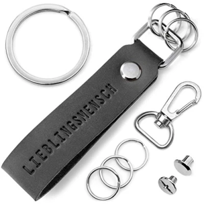 Abbildung von FABACH Leder Schlüsselanhänger mit wechselbarem Schlüsselring in Geschenkbox Schlüssel Anhänger für beste Freundin und Partner Lieblingsmensch Gravur Schlüsselband Schlüsselhalter