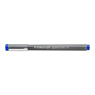 Abbildung von STAEDTLER pigment liner, blau, Linienbreite 0,5 mm, dokumentenechte Pigmenttinte, lange Metallspitze, Lebensdauer, 10 Fineliner im Kartonetui, 308 05 3