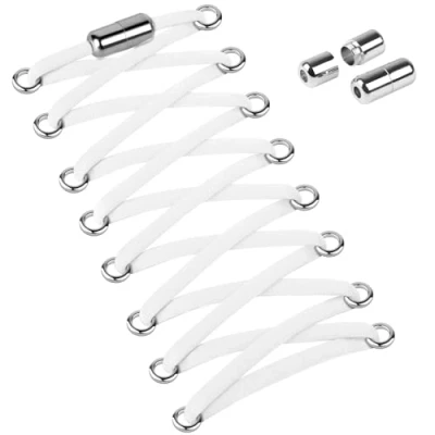 Abbildung von Widamin 2 Paar Elastische Schnürsenkel für Erwachsene und Kinder, Ohne Binden mit Metallkapseln, Weiß