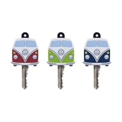 Abbildung von BRISA VW Collection Volkswagen Schlüssel Überzug Kappen zur Identifizierung von Schlüsseln im T1 Bulli Bus Design (3ER Set)
