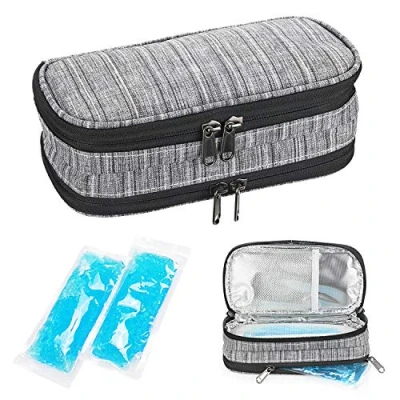 Abbildung von YOUSHARES Insulin Kühltasche 20.5 x 9.5 7 CM Doppellagiges Design Diabetiker für Pen, Glukose Meter und Diabetes mit 2 Kühlakkus (Doppelschicht Schwarz)