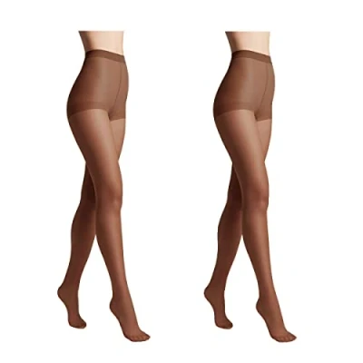 Abbildung von Conte elegant 2er Pack langlebige Damenstrumpfhose Halbmatt SOLO 40 DEN Damen Feinstrumpfhose Strumpfhose mit markiertem Höschenteil Einfarbig Farbe Mocca Größe 6