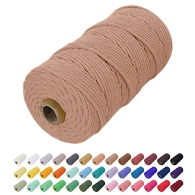 Abbildung von Uiopa Makramee Garn 2mm x 200m, Baumwollkordel Farbig Baumwollgarn Geflochten Baumwollseil, Natürliche Baumwollschnur für Wandbehang, Vorhang, Traumfänger, Hängepflanze, Deko (Aprikose)