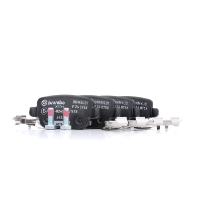 Abbildung von BREMBO P 24 075X Bremsbelagsatz exkl. Verschleißwarnkontakt mit Bremssattelschrauben Zubehör FORD: Galaxy Mk2 MPV, MONDEO 4 Turnier, KUGA 1
