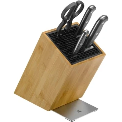 Abbildung von WMF Spitzenklasse Plus Vorteils Messerblock mit Messerset 5teilig, Made in Germany, 3 Messer geschmiedet, Bambus, Küchenschere, FlexTec