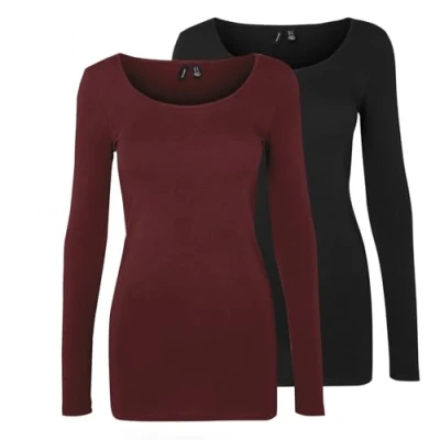 Abbildung von VERO MODA Damen VMMAXI My LS Soft Long U Neck GA 2P 10167784, Port Royale/Black, XL