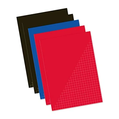 Abbildung von Kangaro Schulhefte A4 kartiert 10mm 80 blatt sortiert 5er Pack, K 58340, Zwart/blauw/rood