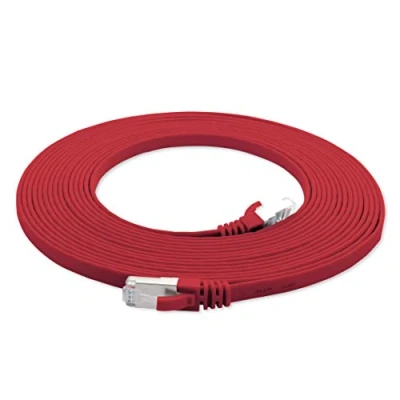 Abbildung von 1aTTack.de 5m rot 1 Stück Cat7 Flachkabel Netzwerkkabel Cat 7 Rohkabel Gigabit Lan (10Gbit/s) Flachbandkabel Verlegekabel Patchkabel Flach Slim Rj 45 Stecker Cat6a