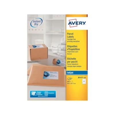 Abbildung von AVERY Zweckform schnelltrocknende Adressetiketten für Tintenstrahldrucker 8 pro Blatt 99,1 x 67,7 mm 800 Etiketten weiß