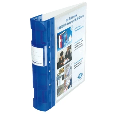 Abbildung von Wedo 5828003 Ordner Ergogrip Präsentationsordner (A4, 4 Ringmechanik, Kunststoff, 31,3 x 5,6 28,0 cm) blau/transparent