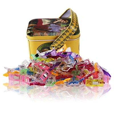 Abbildung von Wonder Clips Packung mit 100 Pieces Mehrzweck Nähen Craft Zubehör zum Nähen, Quilten, Häkeln, Basteln und Stricken, Tin Box Paket
