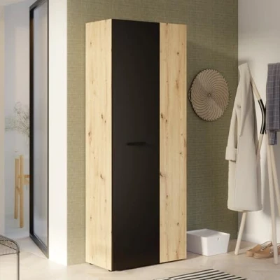 Abbildung von FORTE NET106 Schrank 70 180, Mehrzweckschrank, Staubsaugerschrank, Abstellraum, Drehtürenschrank, 2 türig, Holzdekor: Artisan Eiche mit Betonoptik, 68,7 cm breit x 181,1 hoch 36,5 tief
