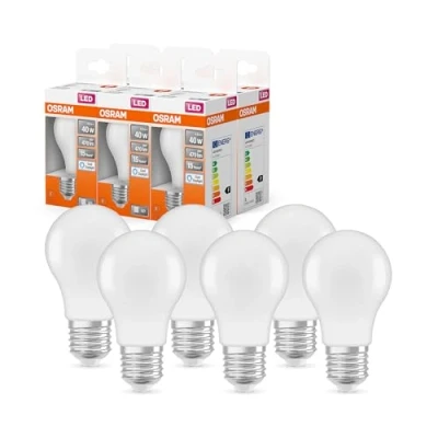 Abbildung von OSRAM LED Star Classic A, Sockel: E27, Nicht Dimmbar, Tageslichtweiß, Ersetzt eine herkömmliche 40 Watt Lampe, Matt, 6er Pack, 6500k Tageslicht