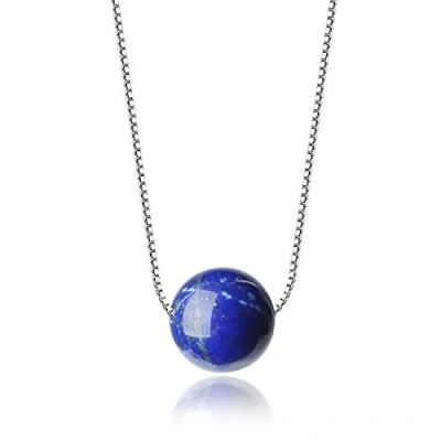 Abbildung von COAI Geschenkideen Lapislazuli Perle Anhänger Geburtssteinkette 925 Sterling Silber Halskette für Frauen Damen