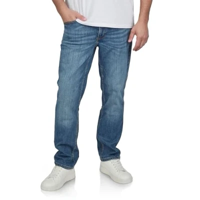 Abbildung von MUSTANG Jeans Herren Stretch lang Straight Fit Washington Jeanshose Hose Denim, Länge:30L, Farbe:Denim Blue (1016081 5000 313), Weite:32W