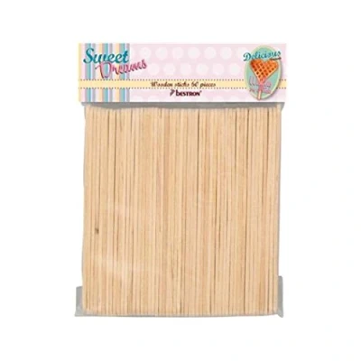 Abbildung von Bestron Waffelstiele, Waffelstäbchen für Herzwaffeln am Stiel, auch als Eisstiele verwendbar, 60 Stück, Länge: 14cm, Farbe: Natur, Holzstiele