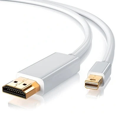 Abbildung von CSL Mini Displayport auf HDMI Kabel 3m inkl. Tonübertragung kompatibel mit Thunderbolt 1 und 2 Ports Full HD HDTV 1080p Apple Lenovo Surface