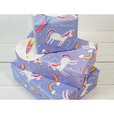 Abbildung von Geschenkpapier Packung 11360A &#039;Einhorn&#039;, 2 Bögen &amp; Anhänger