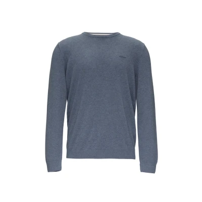 Abbildung von Strickpullover mit Logo Stickerei blau L