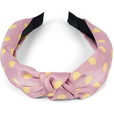 Abbildung von styleBREAKER Damen Haarreif mit Punkte Muster und Knoten im Retro Style, Rockabilly, Vintage Look, Haarband, Headband 04026015, Farbe:Rose Gelb