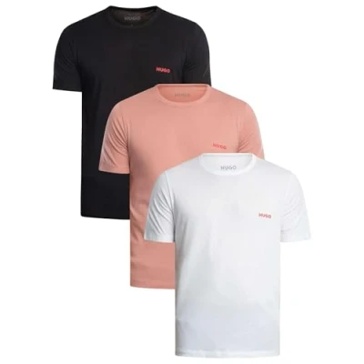 Abbildung von HUGO 3 PACK Nachtwäsche Shirt, Herren, Größe: Medium, Black/pink/white