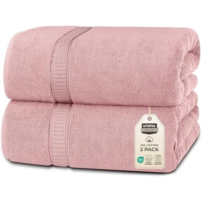 Abbildung von Utopia Towels,Luxuriöses Jumbo Badetuch, 2 teilig, 100% ringgesponnene Baumwolle, extra großes Badetuch superweiches Hotel Qualitätshandtuch (89x178 cm, Staubrosa)
