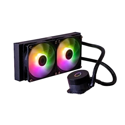 Abbildung von Cooler Master MasterLiquid 240L Core ARGB Wasserkühlung CPU Flüssigkeitskühler mit Zweikammer Gen S Pumpe, überlegende PC Kühlung 120mm Lüfter, LGA 1700 und AM5 Halterungen Schwarz