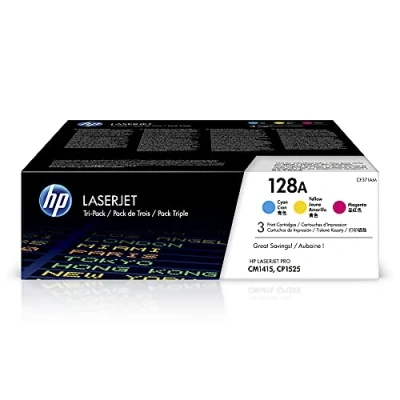 Abbildung von HP 128A 3er Pack (CF371AM) Blau/Gelb/Rot Original Toner für Laserjet Pro CP1525, M1415