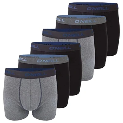 Abbildung von O&#039;Neill Boxershorts Herren 6er Pack Baumwolle Uni Sport Boxer Männer Basic Trunk Unterwäsche, Größe:XL, Vorteilspacks:6X Grey Charcoal Black (7007)