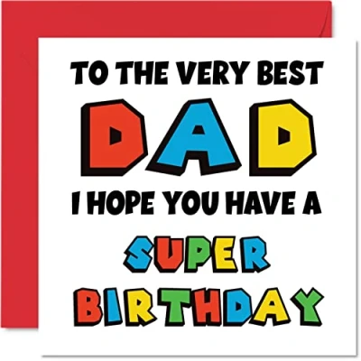 Abbildung von Lustige Geburtstagskarten für Vater Super Geburtstag Happy Birthday Karte von Sohn Tochter, Videospiel Geburtstagsgeschenke, 145 mm x Gamer Grußkarten Papa