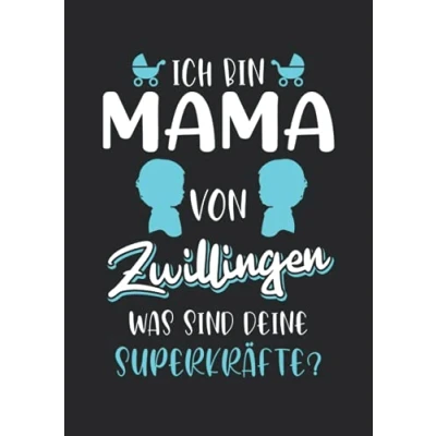 Abbildung von Notizbuch A4 kariert mit Softcover Design: Zwillingsmama Superkräften Muttertag Zwillinge: 120 karierte DIN Seiten