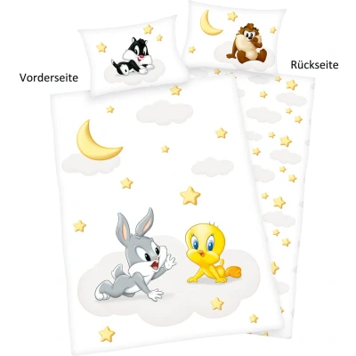 Abbildung von Herding Looney Tunes Bettwäsche Set &quot;Made in Green&quot;, Kopfkissenbezug 40 x 60 cm, Bettbezug 100 135 Reißverschluss, % Baumwolle/Renforcé