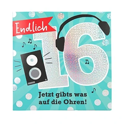 Abbildung von Depesche 11515 026 Zahlenkarte zum 16. Geburtstag mit Musik, veredelte Klappkarte originellem Innentext, inkl. Umschlag, Format 15,5 x cm