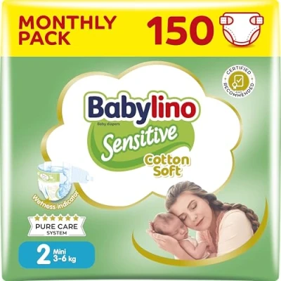 Abbildung von Babylino Sensitive Baby Windeln Größe 2, Midi (4 9Kg), 150