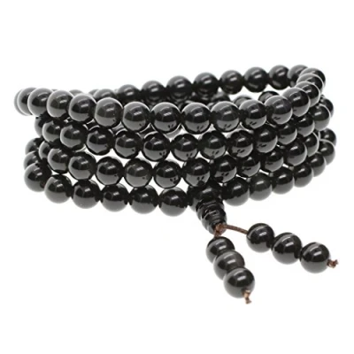 Abbildung von COAI Geschenkideen Unisex 108 Mala aus 6mm Obsidian Wickelarmband von Einfachem Stil Halskette Größe S