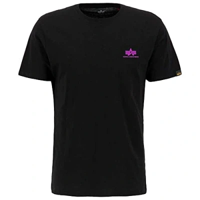 Abbildung von Alpha Industries Small LOGO Tshirt print, Herren, Größe: Large, Black magenta