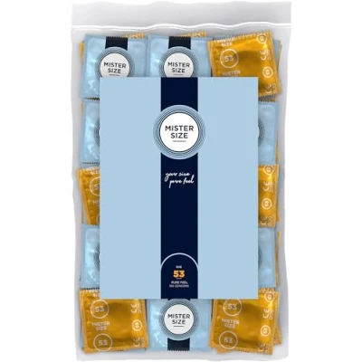 Abbildung von MISTER SIZE Kondome gefühlsecht hauchzart 53mm im 100er Pack/extra dünn, extra fein, feucht/aus 100% Naturkautschuk Latex in deiner Größe M/natural feeling Beutel