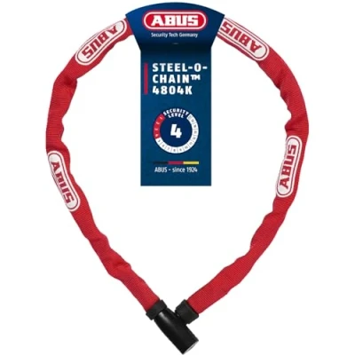Abbildung von ABUS Kettenschloss Steel O Chain 4804K Fahrradschloss aus Spezialstahl Sicherheitslevel 4 75 cm Rot
