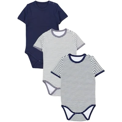 Abbildung von TupTam Kinder Unisex Kurzarm Body Baumwolle 3er Set, Farbe: Farbenmix 1, Größe: 134