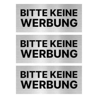 Abbildung von 3x Sticker Aufkleber Keine Werbung einwerfen Briefkasten 7x3 cm Silber