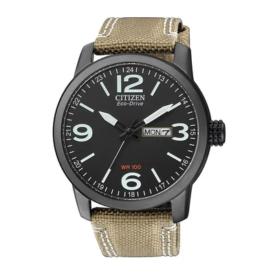 Abbildung von Citizen Herren Analog Quarz Uhr mit Nylon Armband BM8476 23EE