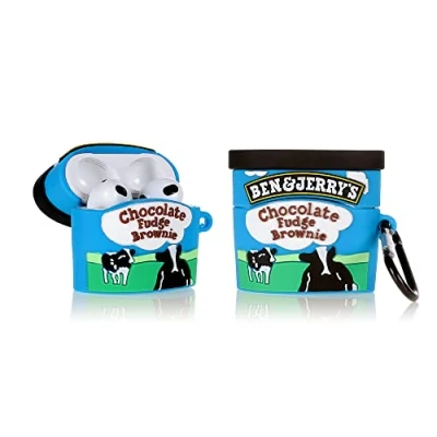 Abbildung von Derhom Airpods 3 Schutzhülle aus Silikon, lustig, niedlich, modisch, weich, Comic Motiv, kompatibel mit Apple 3, Schlüsselanhänger [Getränke Serie] (Benjerry)