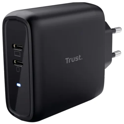 Abbildung von Trust Maxo Dual USB C Schnellladegerät 65W Schwarz